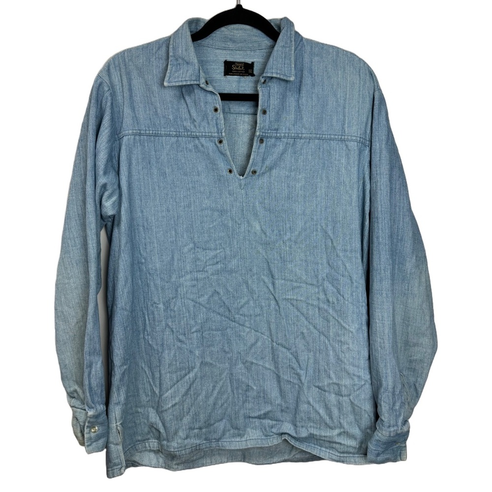 1960s/70s Sears Student Roebuck Denim Pullover Lace Up Shirt